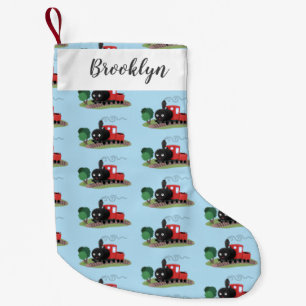 Cute steam train locomotive cartoon illustration small christmas stocking