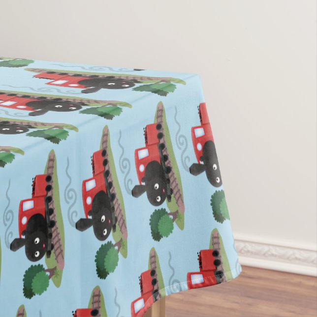 Cute steam train locomotive cartoon illustration tablecloth (In Situ)