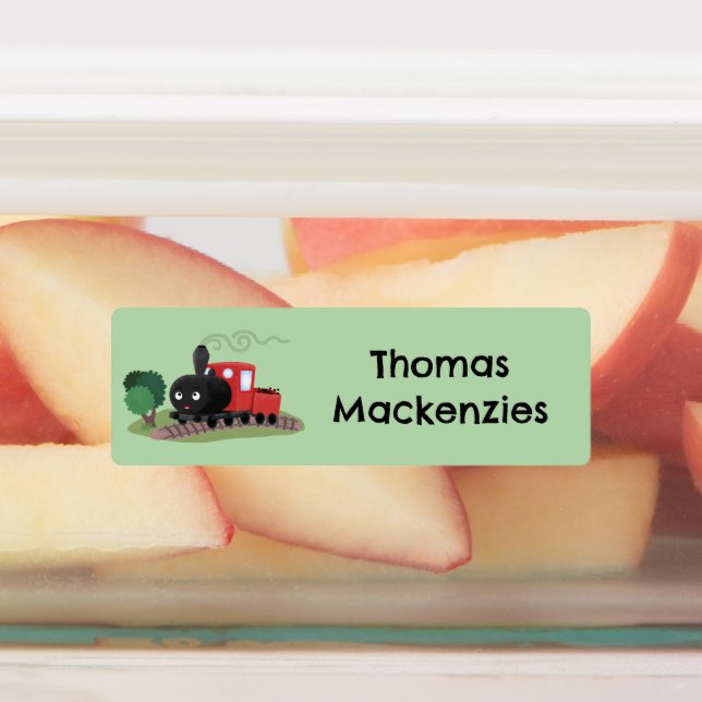 Cute steam train locomotive cartoon personalised (Affixed)