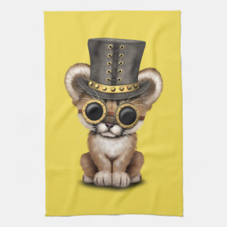 Cute Steampunk Baby Cougar Cub Tea Towel