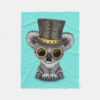 Cute Steampunk Baby Koala Bear Fleece Blanket