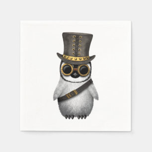 Cute Steampunk Baby Penguin Napkin