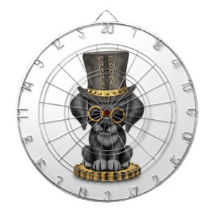 Cute Steampunk Black Lab Puppy Dog, white Dartboard