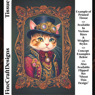 Cute Steampunk Cat, Top Hat, Frame DG4RG Decoupage Tissue Paper