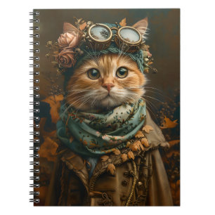 Cute Steampunk Cat Whimsical Attire A5 Journal