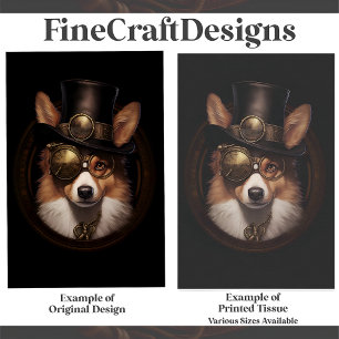 Cute Steampunk Cute Welsh Corgi Dog D5L Decoupage Tissue Paper