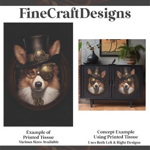 Cute Steampunk Cute Welsh Corgi Dog D5R Decoupage Tissue Paper