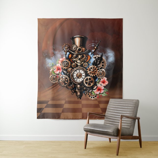 Cute steampunk design tapestry (In Situ)