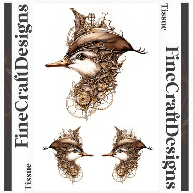 Cute Steampunk Duck Gears Cogs Hat Decoupage L 139 Tissue Paper (Creator Uploaded)