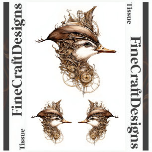 Cute Steampunk Duck Gears Cogs Hat Decoupage R 139 Tissue Paper