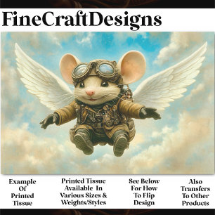 Cute Steampunk Flying Mouse, Wings AW4 Decoupage Tissue Paper