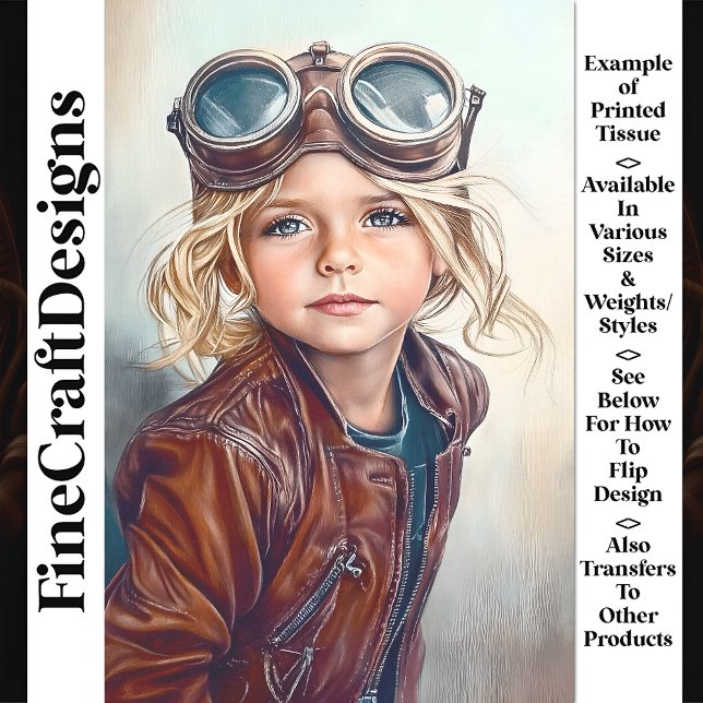 Cute Steampunk Girl Aviator Goggles W9 Decoupage Tissue Paper (Creator Uploaded)