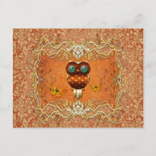 Cute steampunk owl postcard
