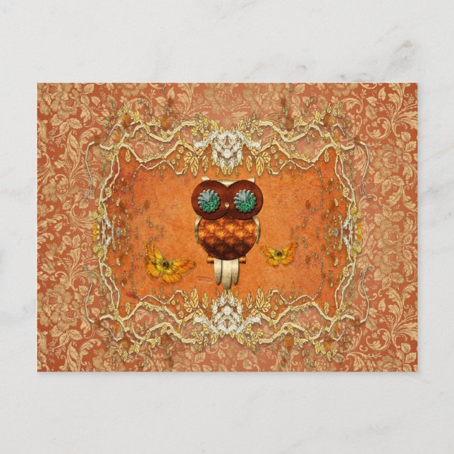 Cute steampunk owl postcard (Front)
