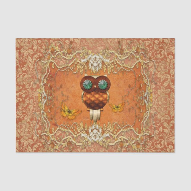 Cute steampunk owl tissue paper (Front)