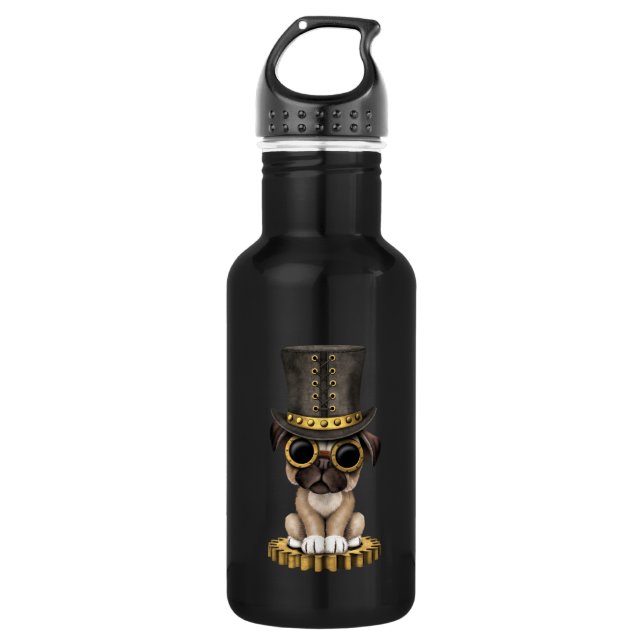 Cute Steampunk Pug Puppy Dog 532 Ml Water Bottle (Front)