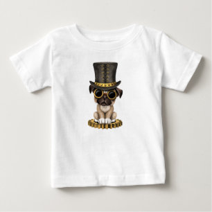 Cute Steampunk Pug Puppy Dog Baby T-Shirt
