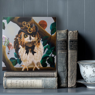 Cute Steampunk Top Hat Owl Tile