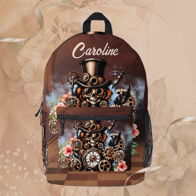 Cute steampunk women printed backpack (Steampunk)