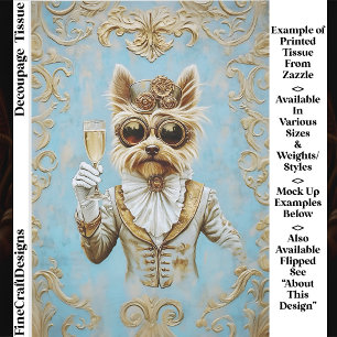Cute Steampunk Yorkie Dog Champagne FR7L Decoupage Tissue Paper