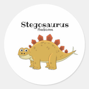 Cute Stegosaurus dinosaur cartoon drawing  Classic Round Sticker