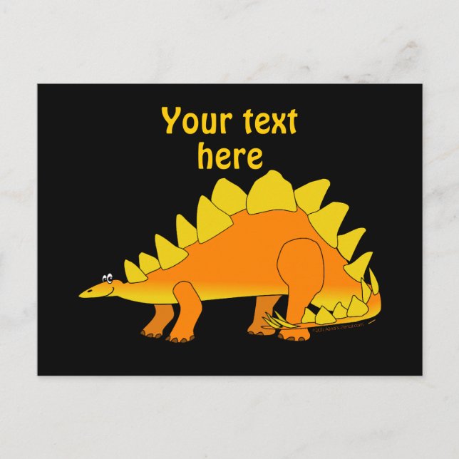 Cute Stegosaurus Dinosaur Cartoon Template Postcard (Front)