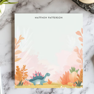 Cute Stegosaurus Dinosaur Kids Personalised Name Notepad