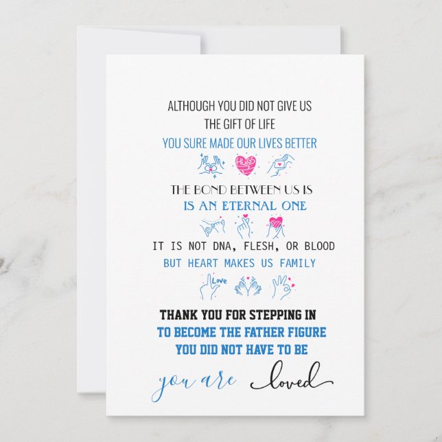 Cute Step father heart love hands  Holiday Card (Front)