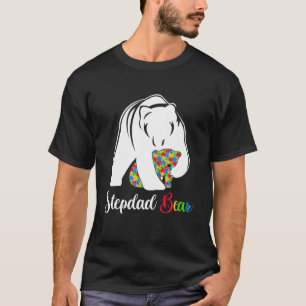 Cute Stepdad Bear Autism Awareness Autistic Family T-Shirt