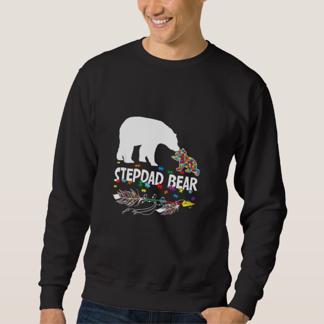 Cute Stepdad Bear Autism Awareness Shirt Autistic  (Front)