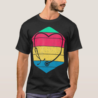 Cute Stethoscope Heart Retro Nurse T-Shirt