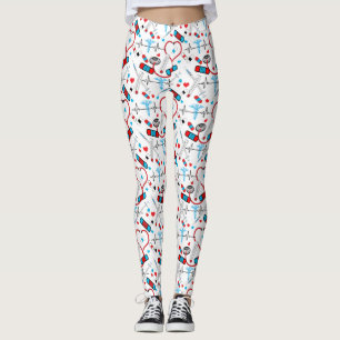Cute Stethoscope Nurse   Doctor EKG Pattern Leggings