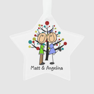 Cute Stick Figure Couple Holiday Ornament