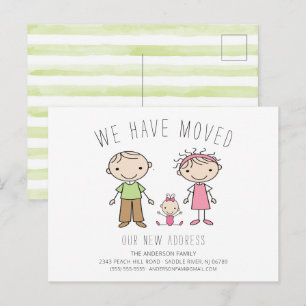 Cute Stick Figure Family Moving Announcement