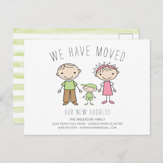 Cute Stick Figure Family Moving Announcement