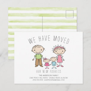 Cute Stick Figure Family Moving Announcement