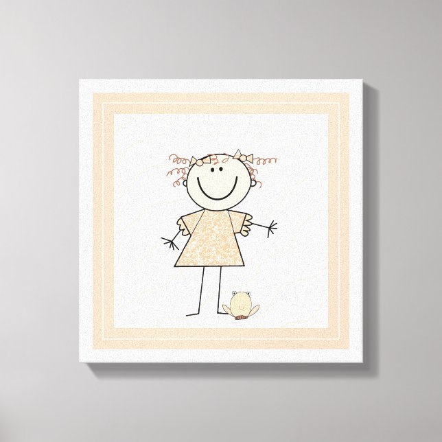 Cute Stick Figure Girl Canvas Print (Front)
