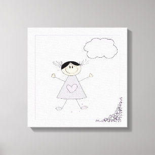 Cute Stick Figure Girl Canvas Print