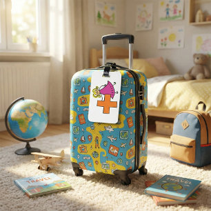 Cute Stick Figure Girl with Plus Sign  Luggage Tag