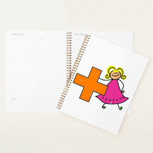 Cute Stick Figure Girl with Plus Sign  Planner
