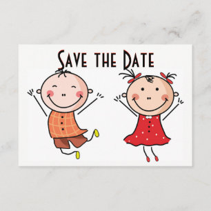 Cute Stick Figure Save the Date Invitation