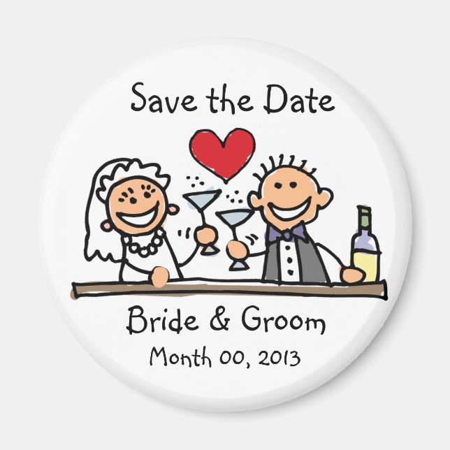 Cute Stick Figure Save the Date Magnets (Front)