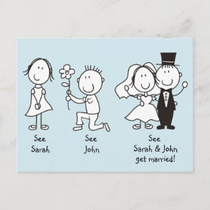 Cute Stick Figures Save the Date Postcards
