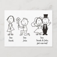 Cute Stick Figures Save the Date Postcards