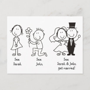 Cute Stick Figures Save the Date Postcards