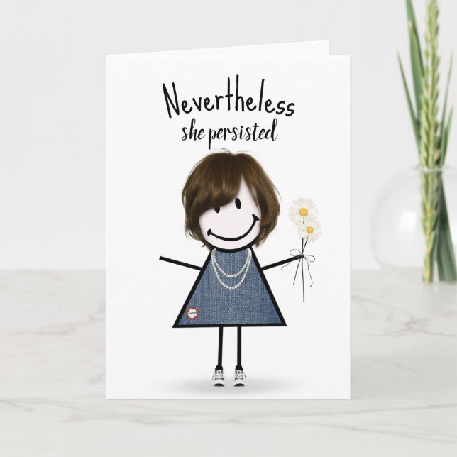 Cute Stick Girl in Denim Dress Inspiration Card (Front)