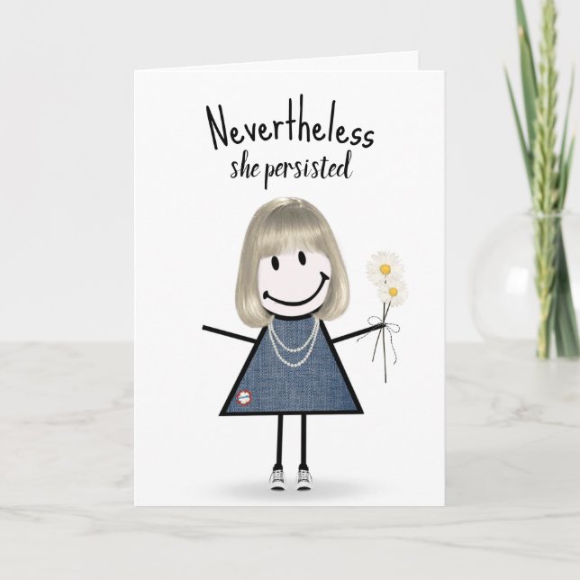 Cute Stick Girl in Denim Dress Inspiration Card (Front)