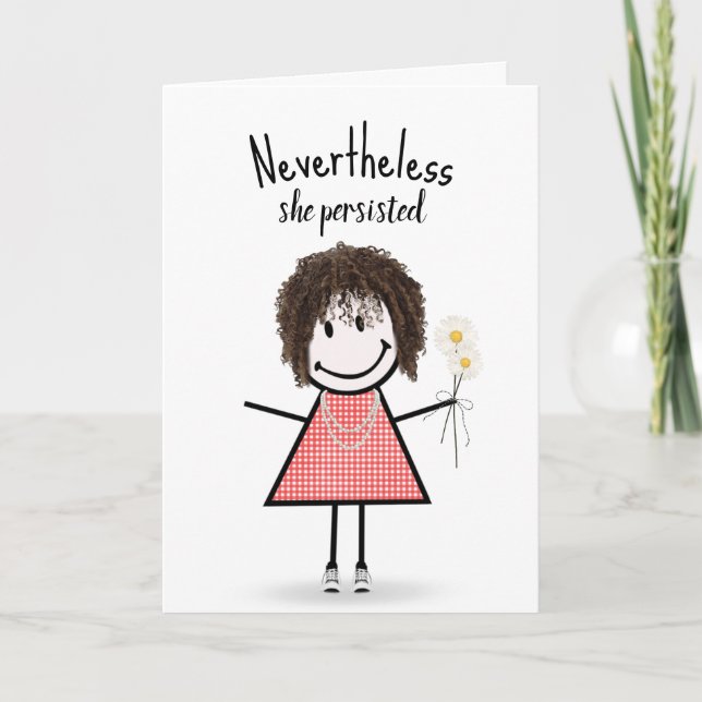 Cute Stick Girl in Gingham Dress Inspiration Card (Front)