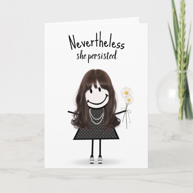 Cute Stick Girl in Sneakers with Quote Card (Front)