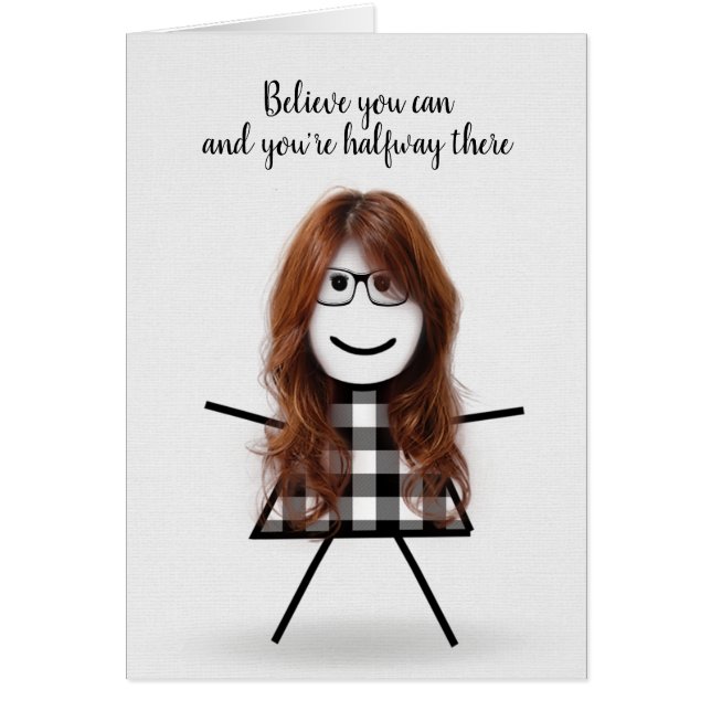 Cute Stick Girl with Hair and Quote (Front)